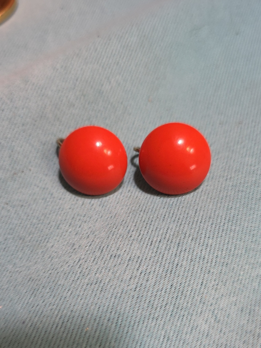 Bold Round Orange Clip On Earrings